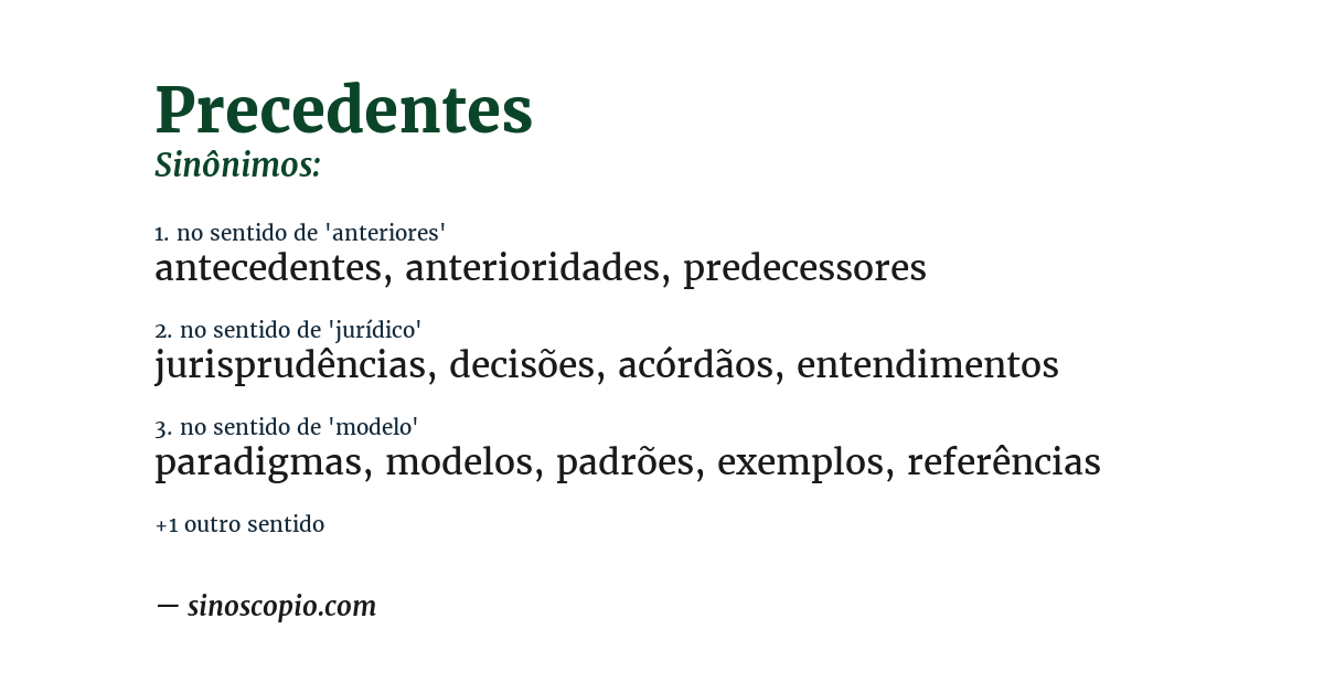 Sinônimo de precedentes