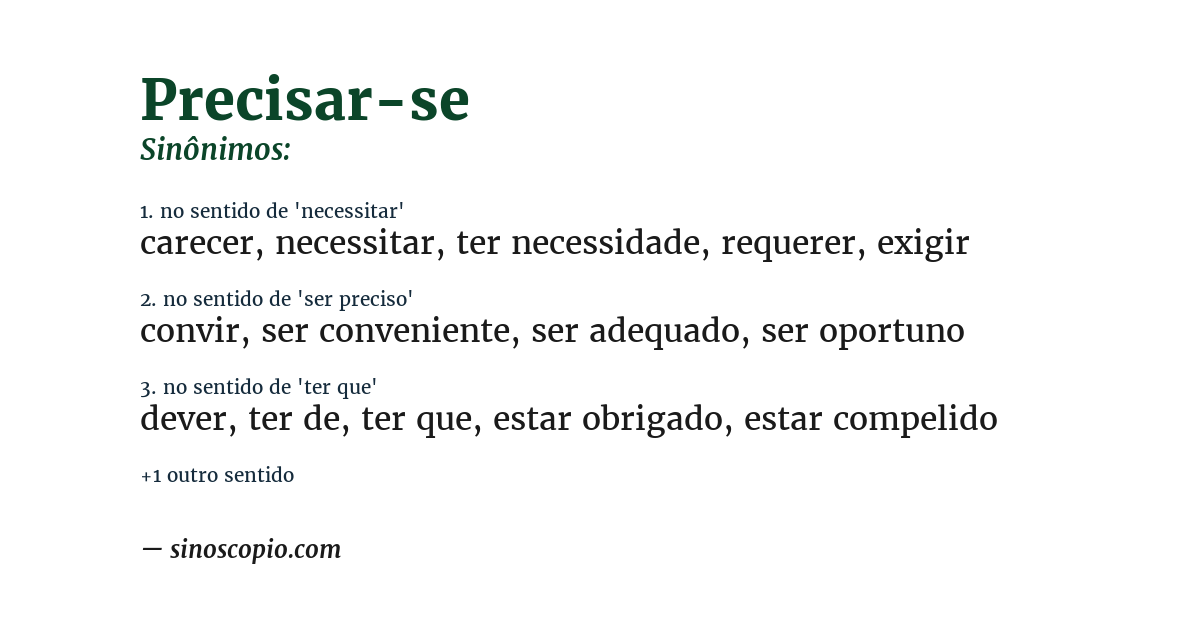 Sinônimo de precisar-se