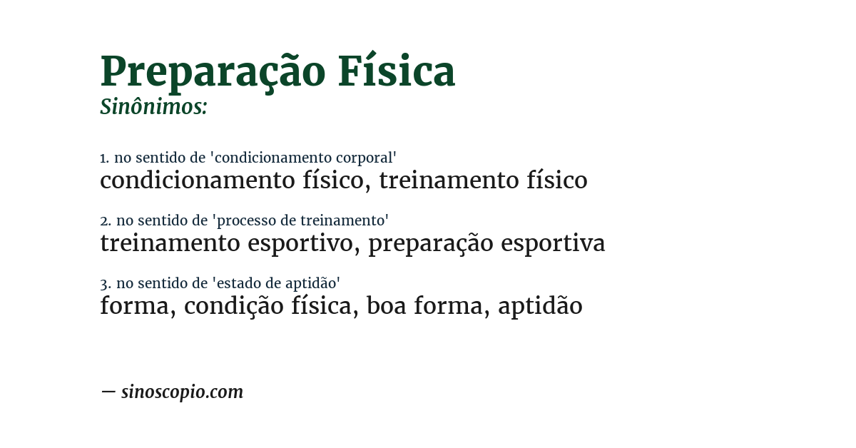 Sinônimo de preparação física