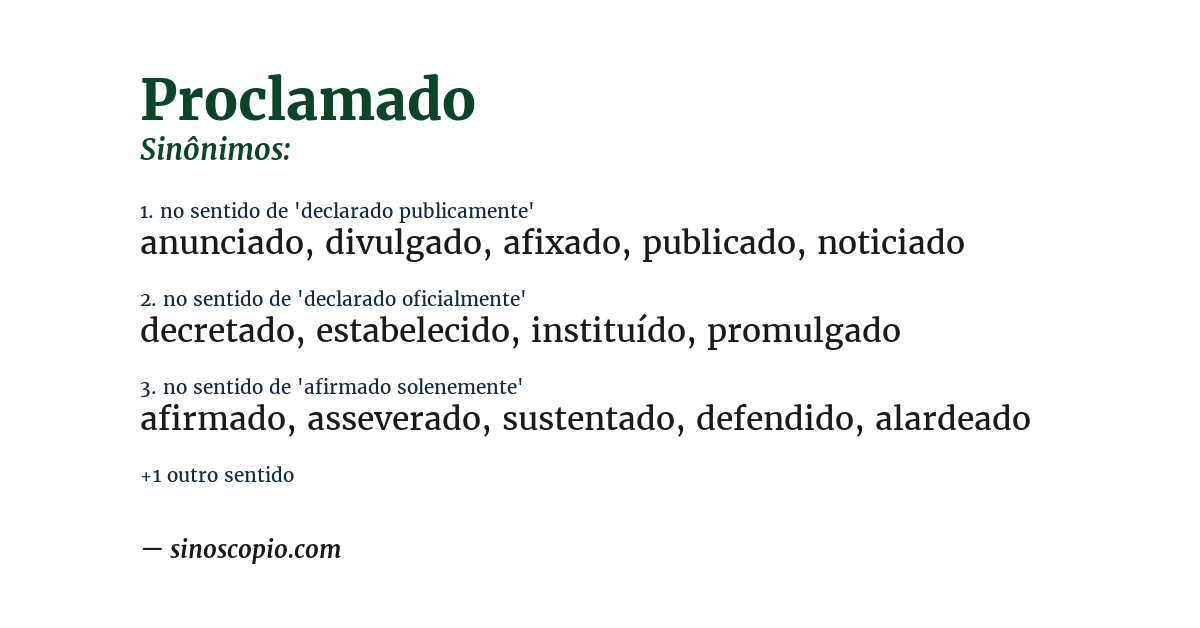 Sinônimo de proclamado