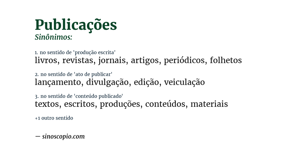 Sinônimo de publicações