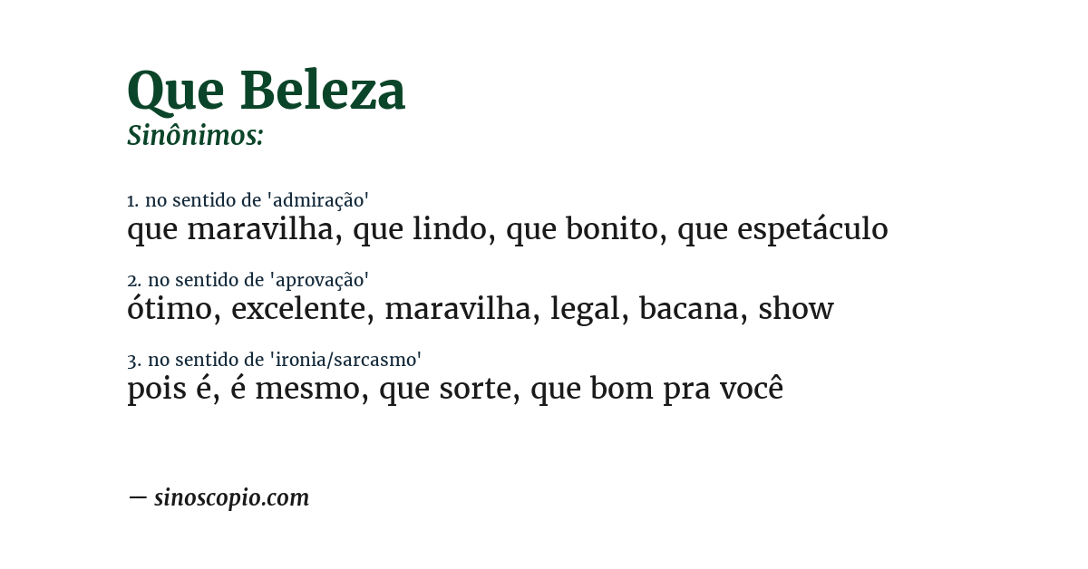 Sinônimo de que beleza