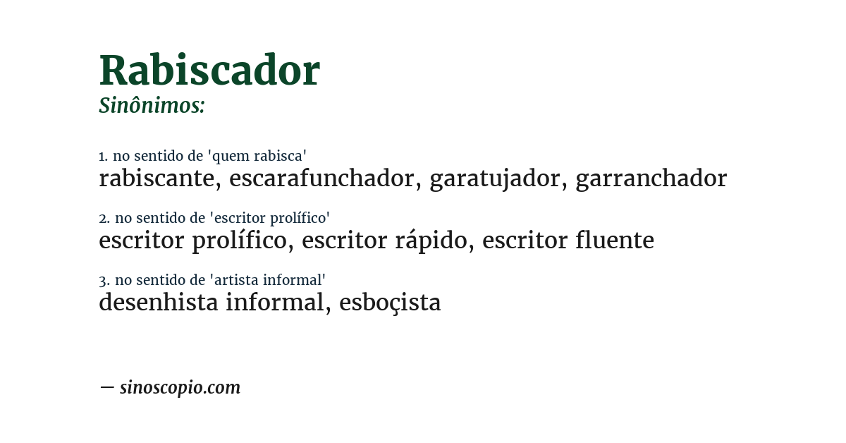 Sinônimo de rabiscador