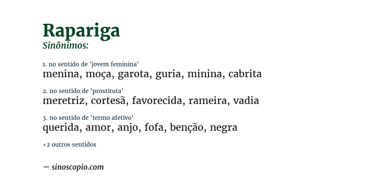 Sinônimo de rapariga