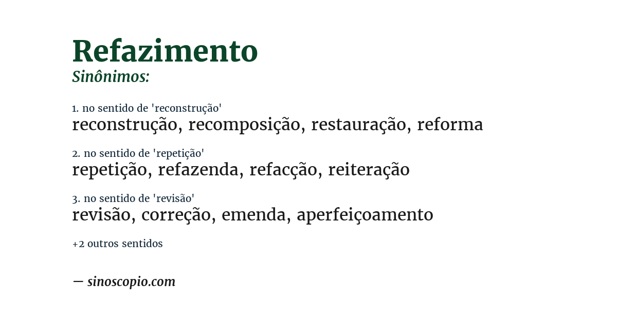 Sinônimo de refazimento