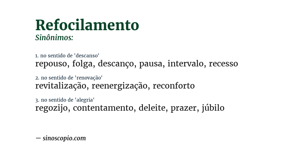 Sinônimo de refocilamento