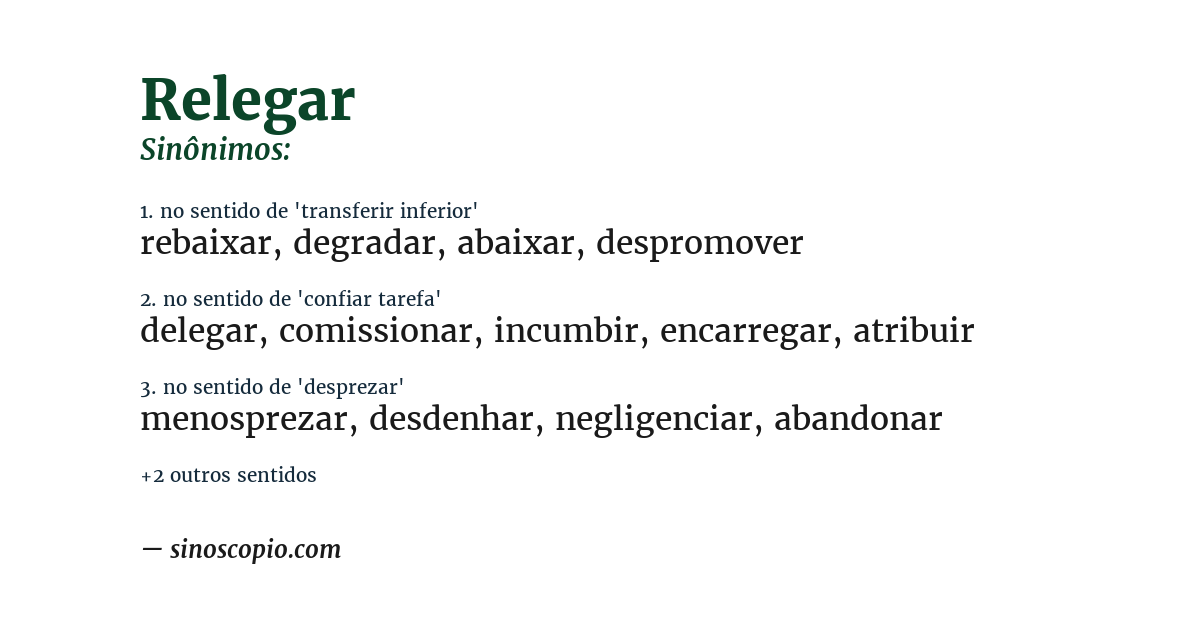 Sinônimo de relegar