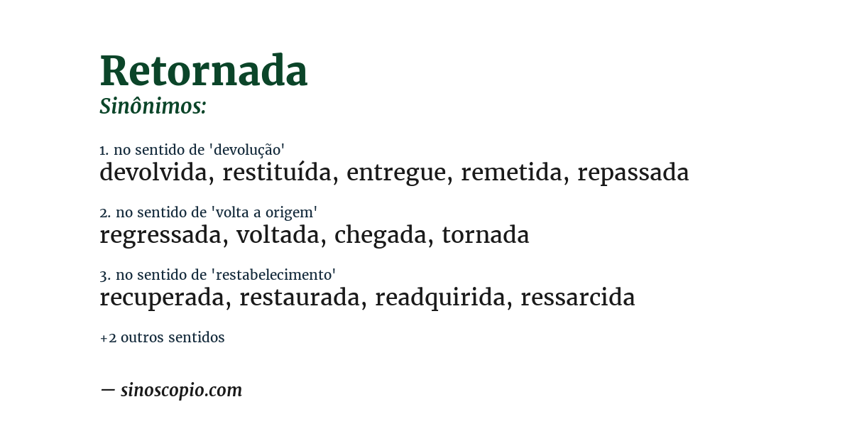 Sinônimo de retornada