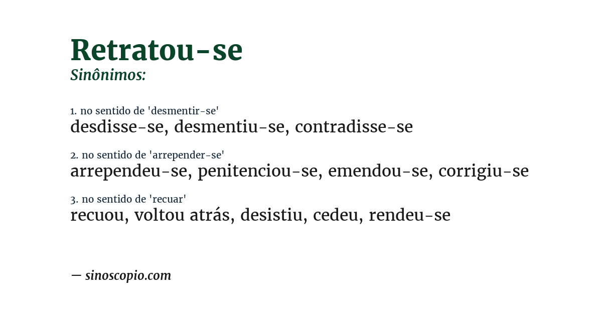 Sinônimo de retratou-se