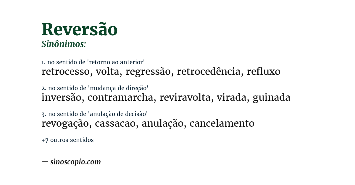 Sinônimo de reversão