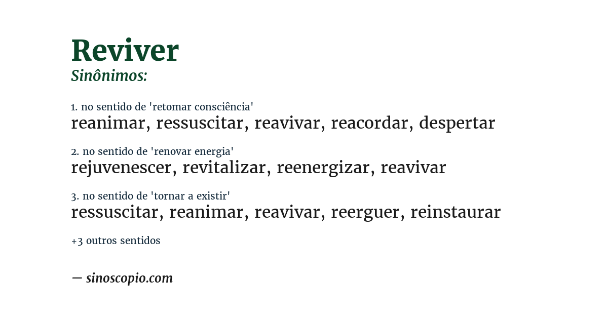Sinônimo de reviver