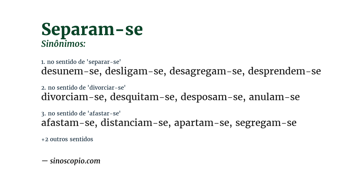 Sinônimo de separam-se