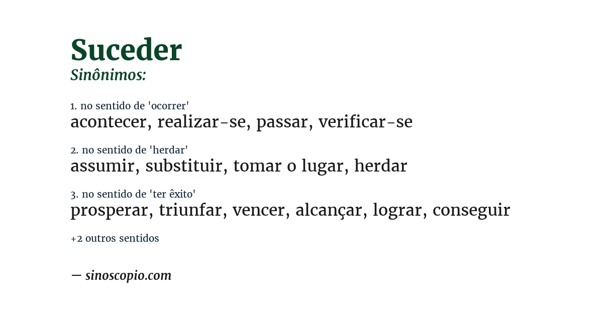 Sinônimo de suceder
