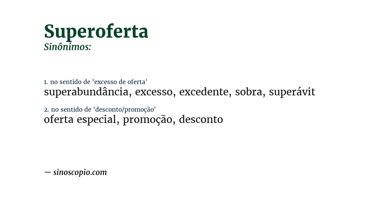 Sinônimo de superoferta