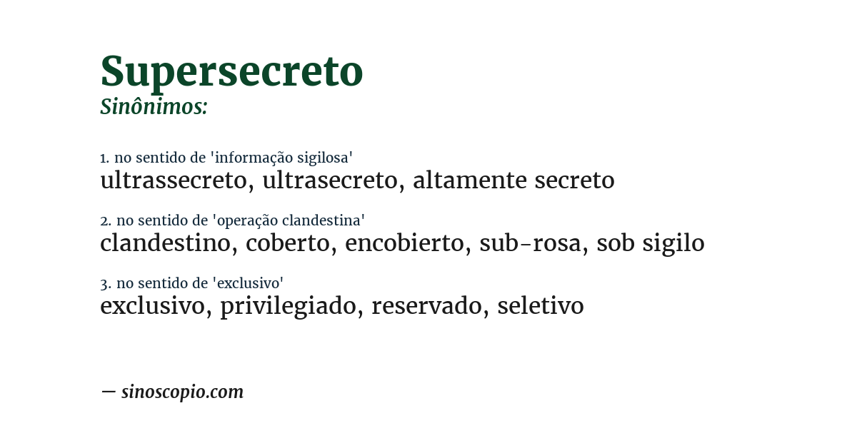 Sinônimo de supersecreto