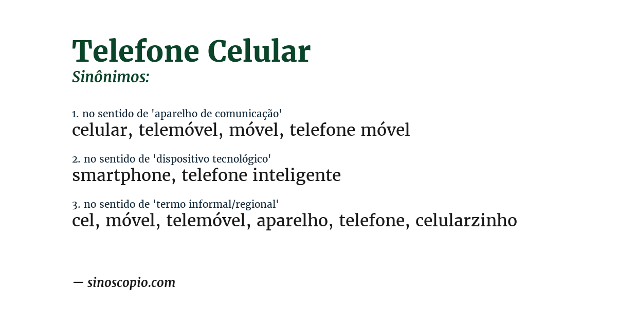 Sinônimo de telefone celular