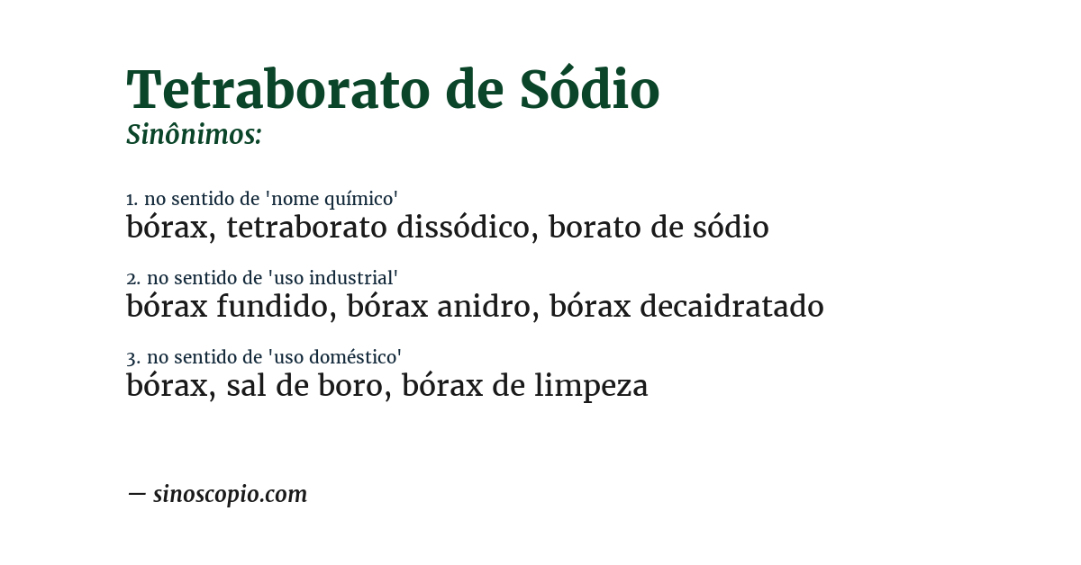 Sinônimo de tetraborato de sódio