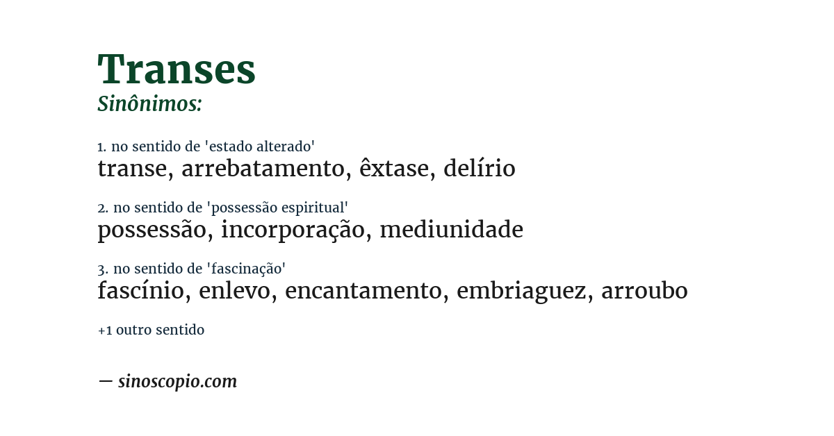 Sinônimo de transes