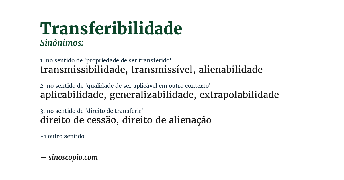 Sinônimo de transferibilidade