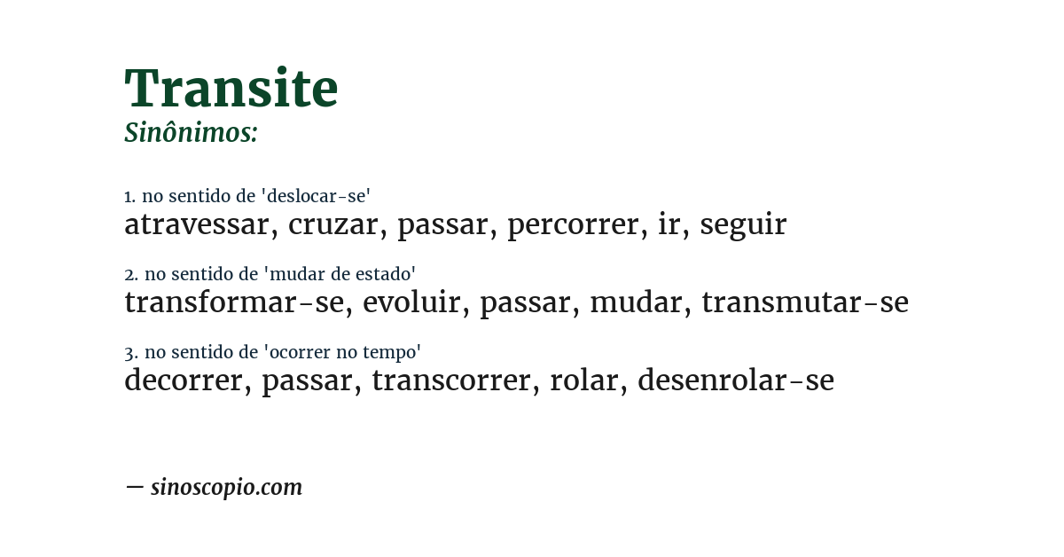 Sinônimo de transite