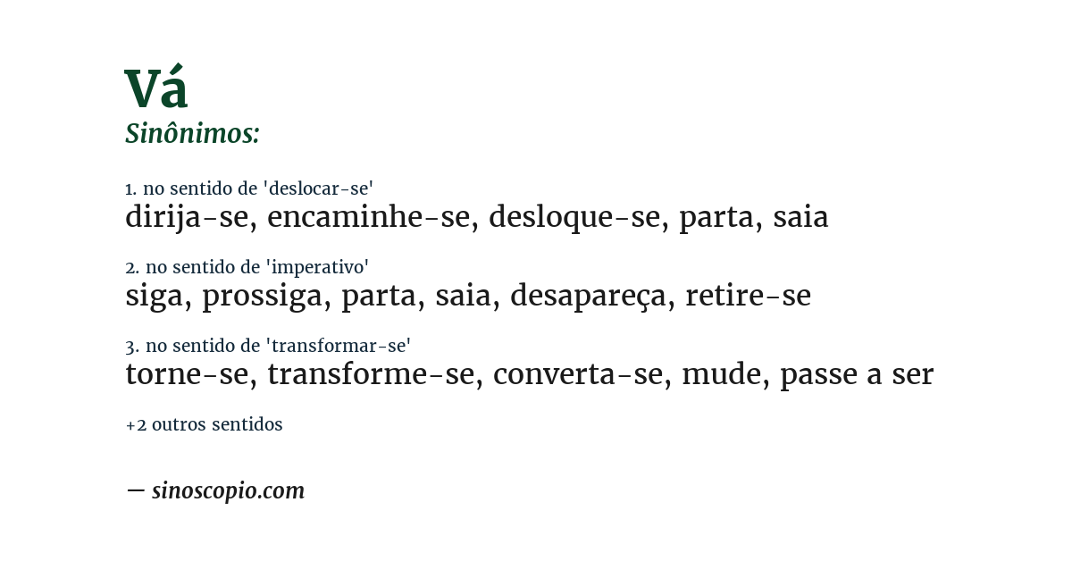 Sinônimo de vá