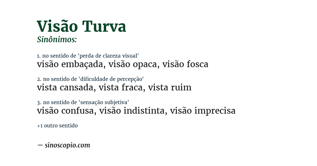 Sinônimo de visão turva