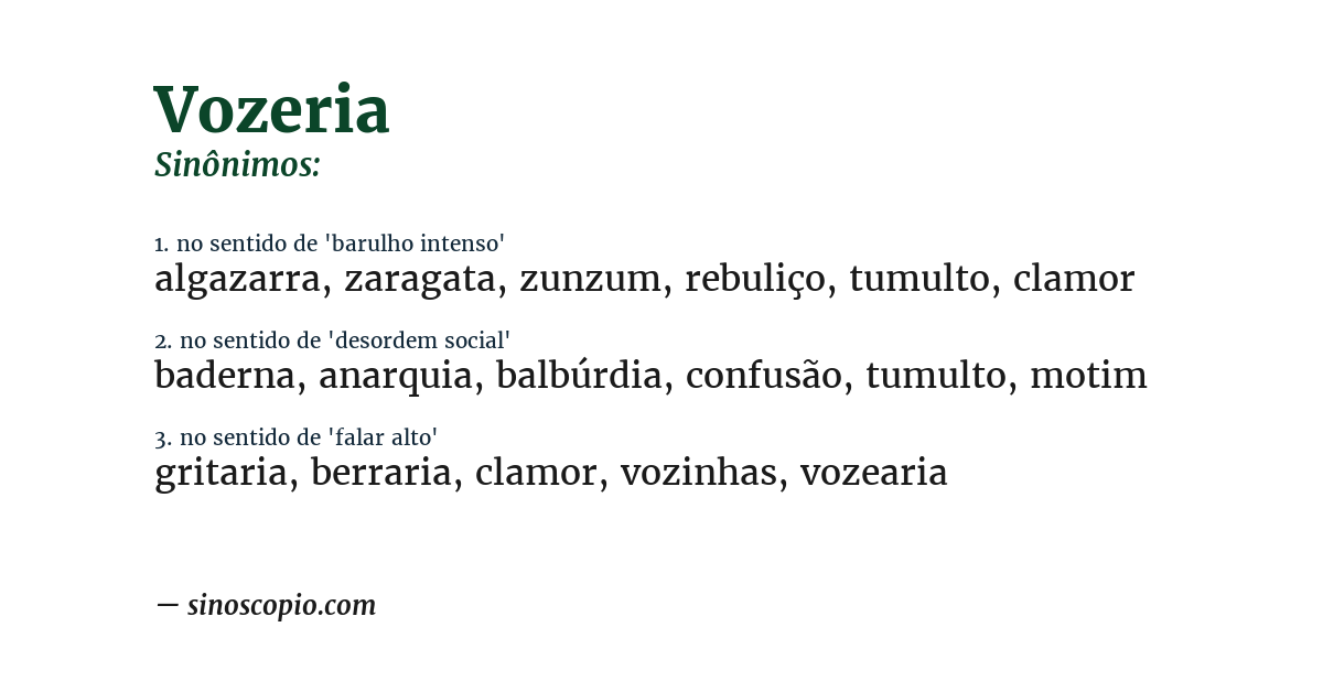 Sinônimo de vozeria