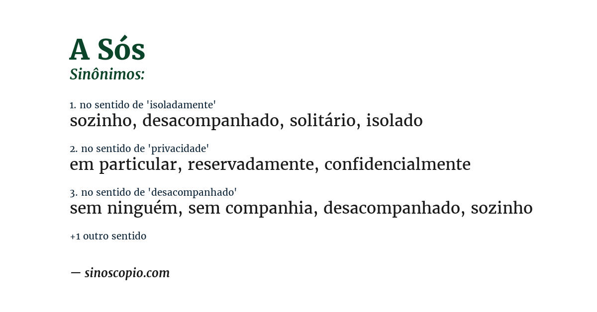 Sinônimo de a sós