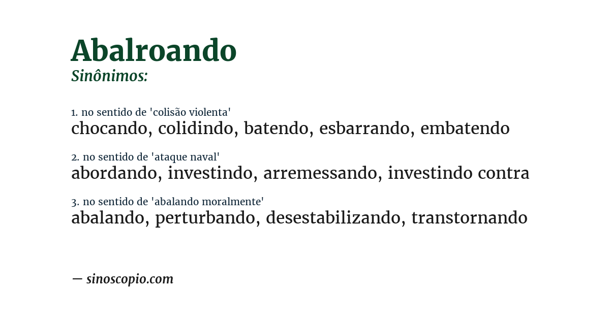 Sinônimo de abalroando