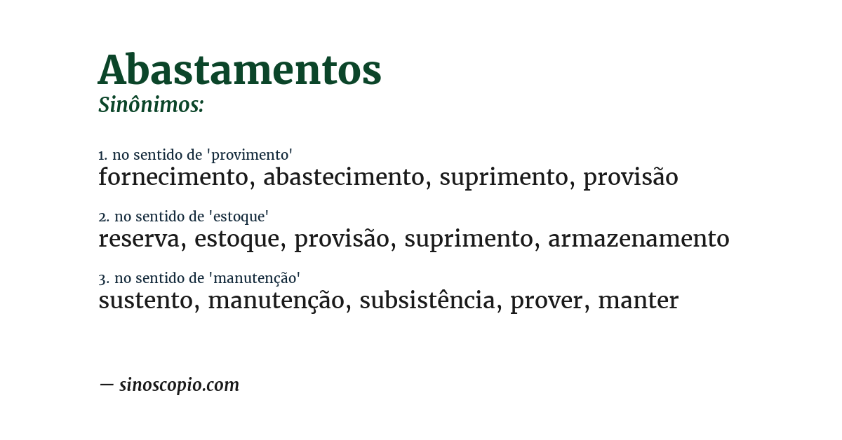 Sinônimo de abastamentos