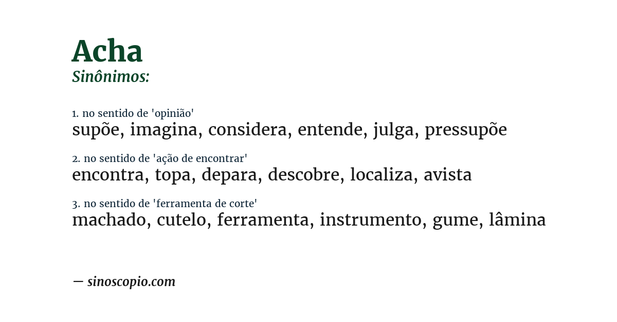 Sinônimo de acha