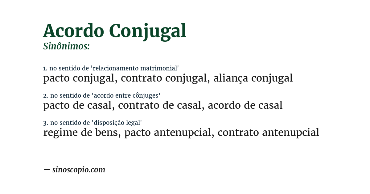Sinônimo de acordo conjugal