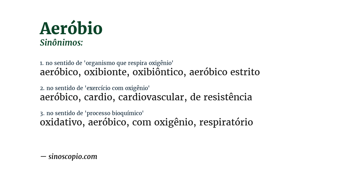 Sinônimo de aeróbio
