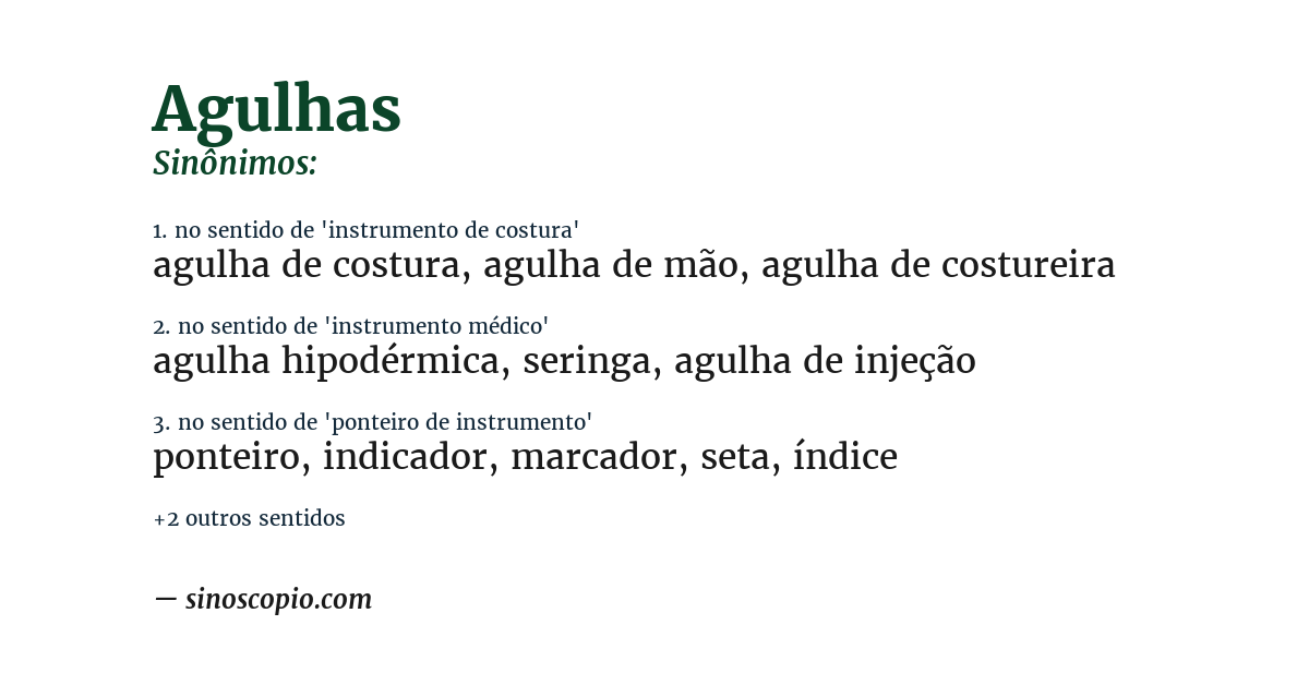 Sinônimo de agulhas