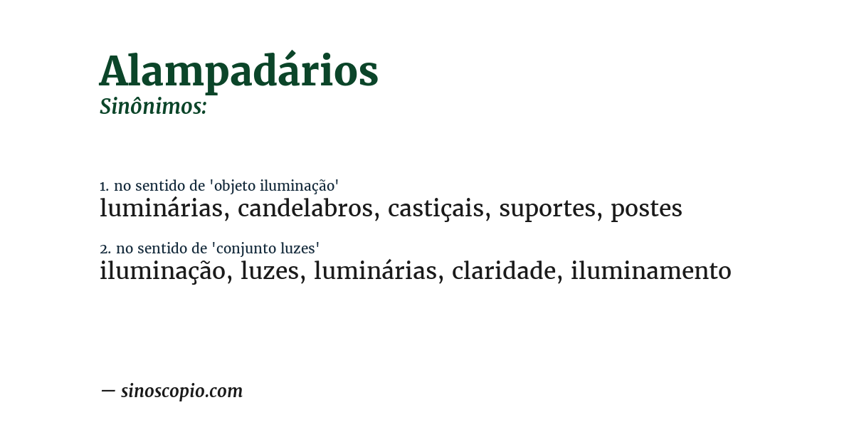 Sinônimo de alampadários