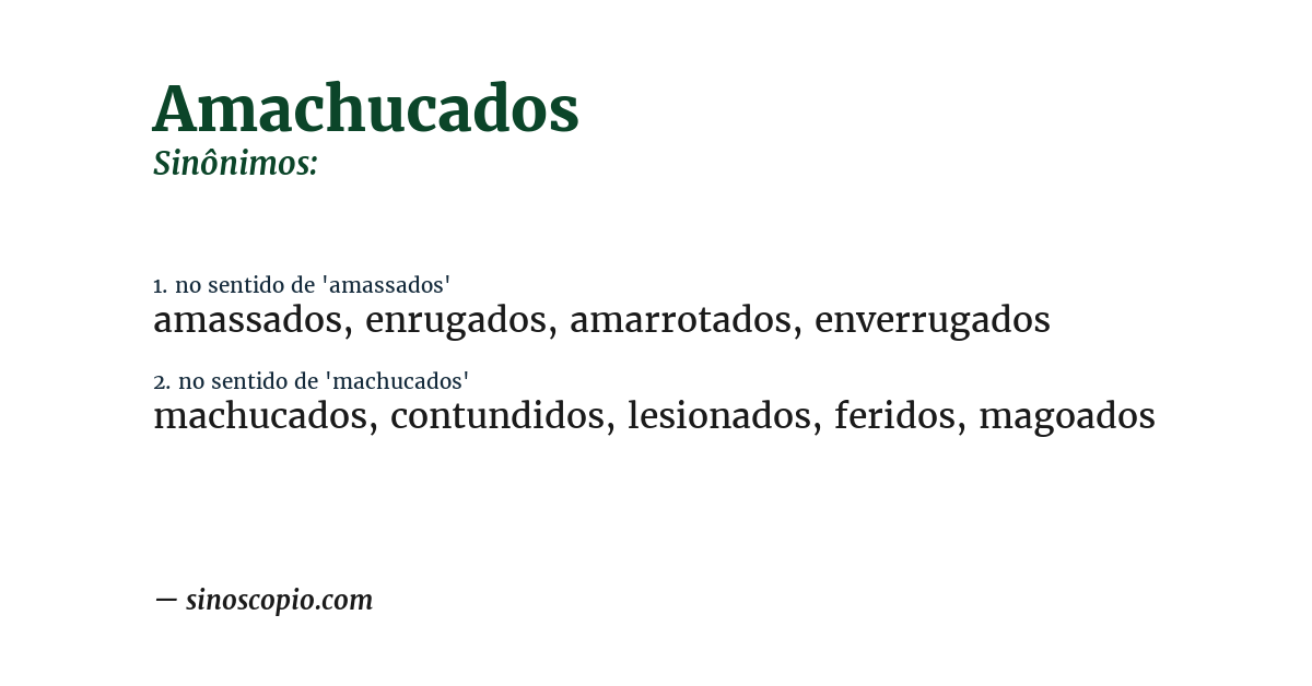 Sinônimo de amachucados