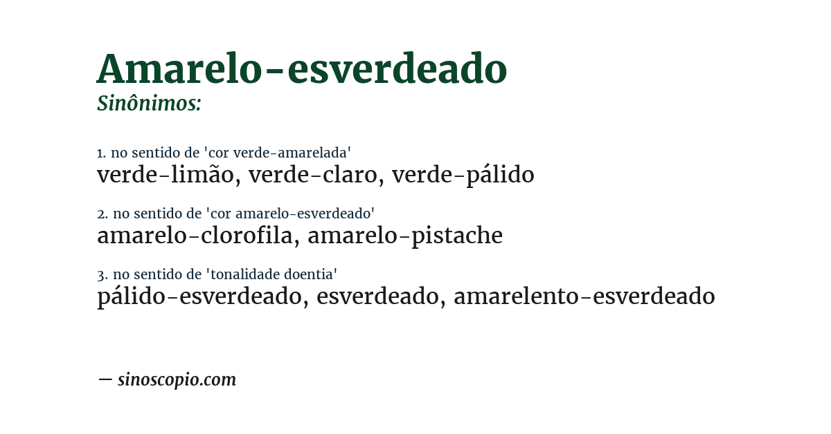 Sinônimo de amarelo-esverdeado