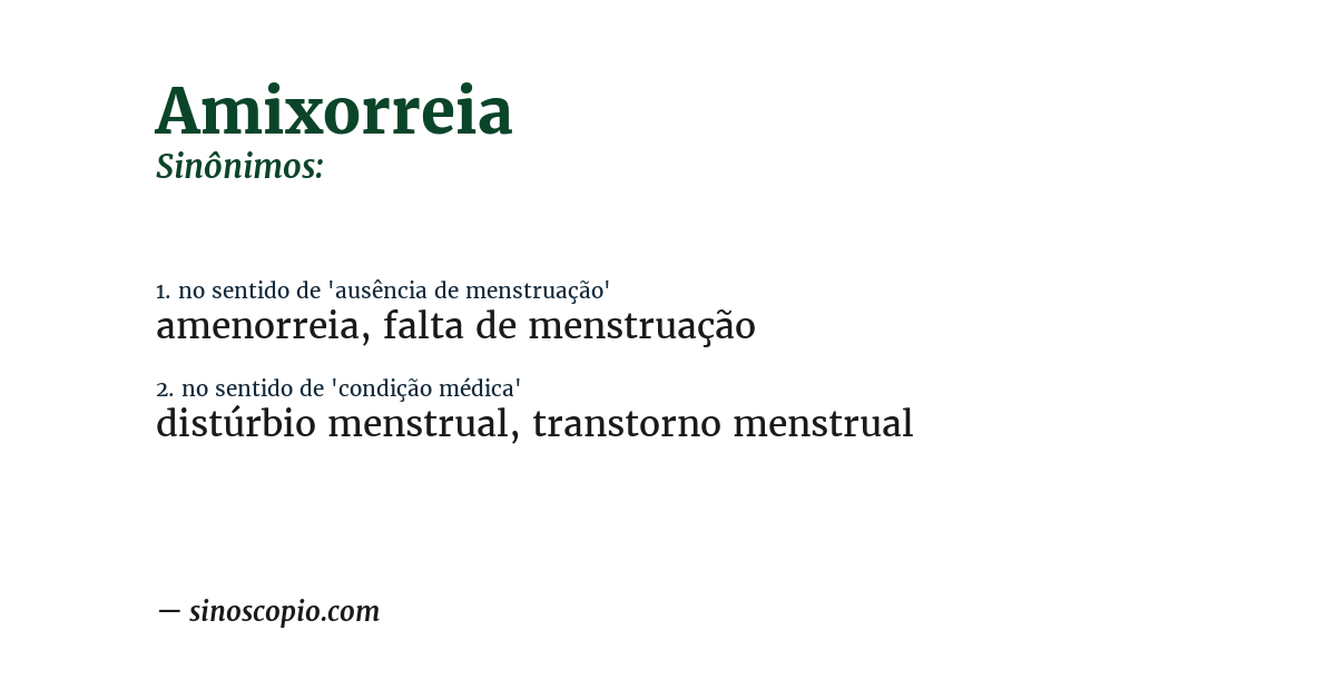 Sinônimo de amixorreia