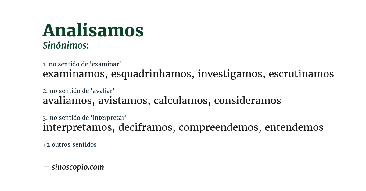 Sinônimo de analisamos