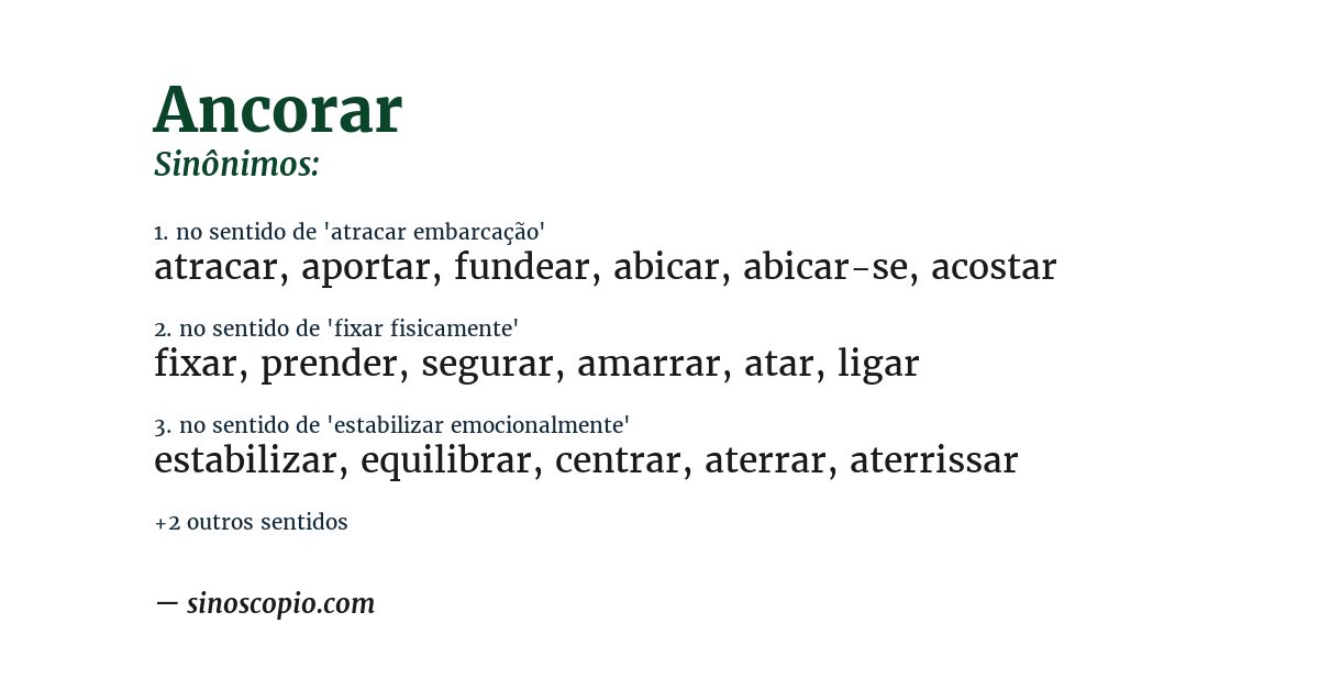 Sinônimo de ancorar