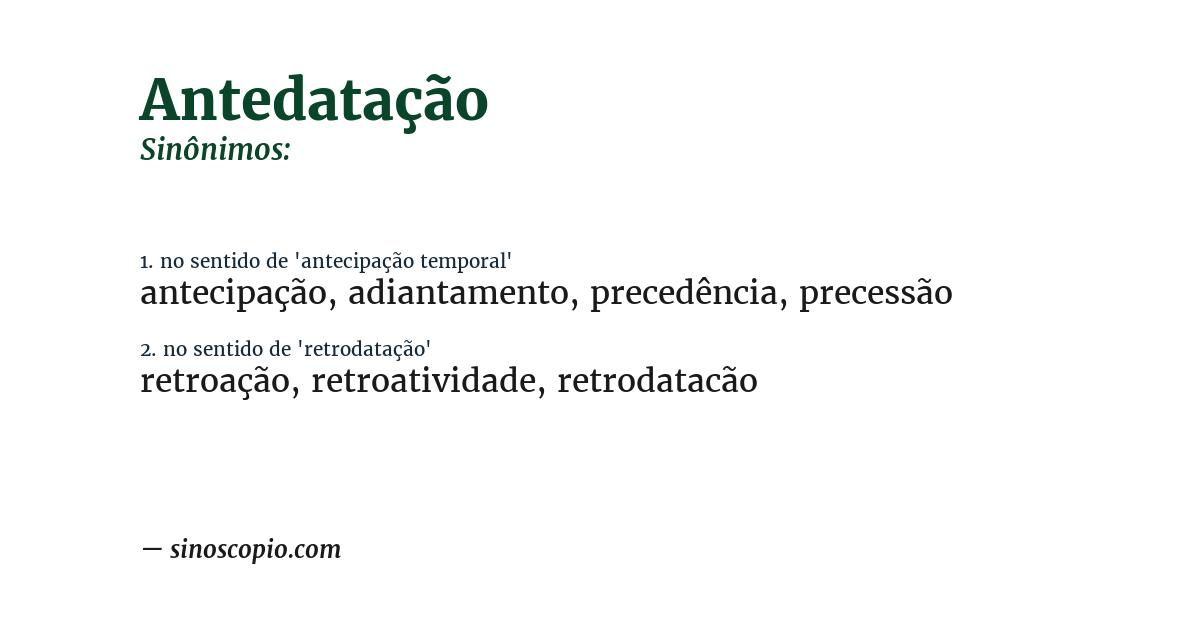 Sinônimo de antedatação