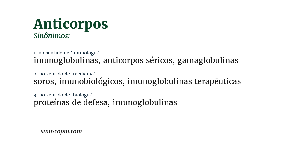 Sinônimo de anticorpos