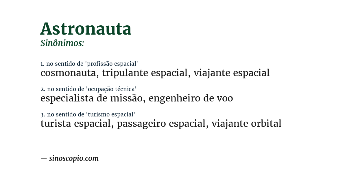 Sinônimo de astronauta