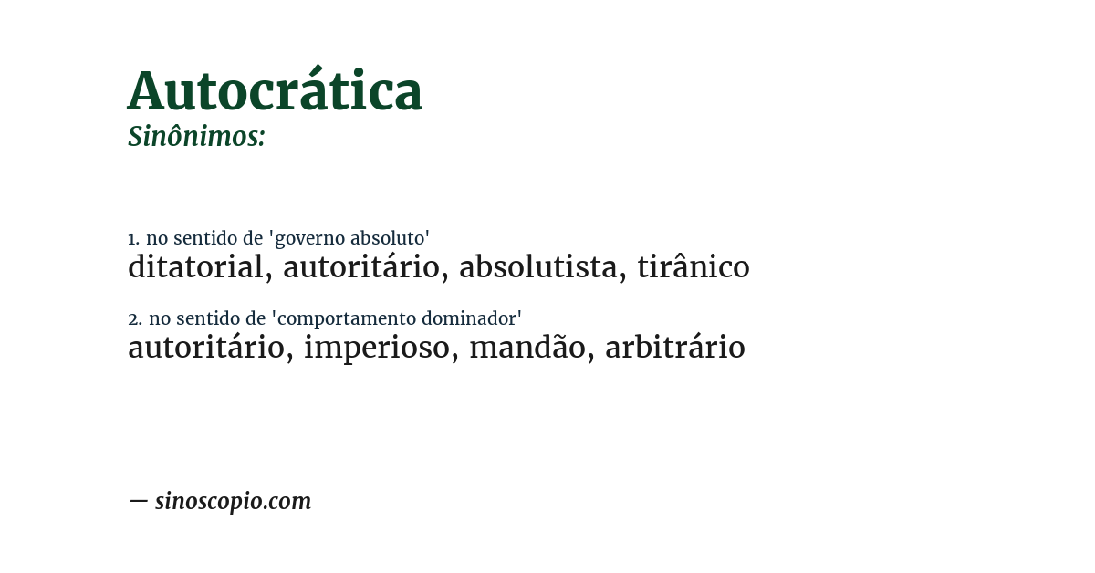 Sinônimo de autocrática