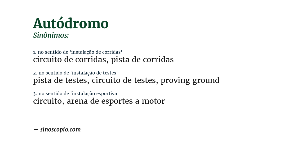 Sinônimo de autódromo