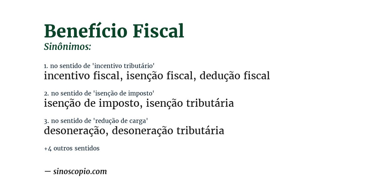 Sinônimo de benefício fiscal