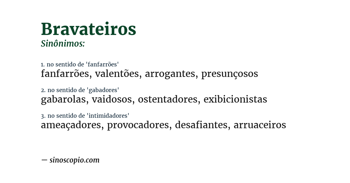 Sinônimo de bravateiros