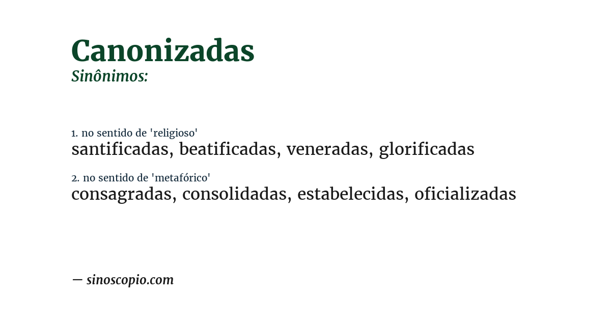 Sinônimo de canonizadas