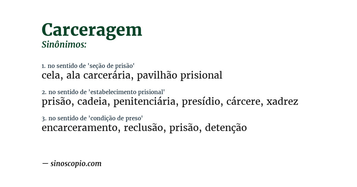 Sinônimo de carceragem