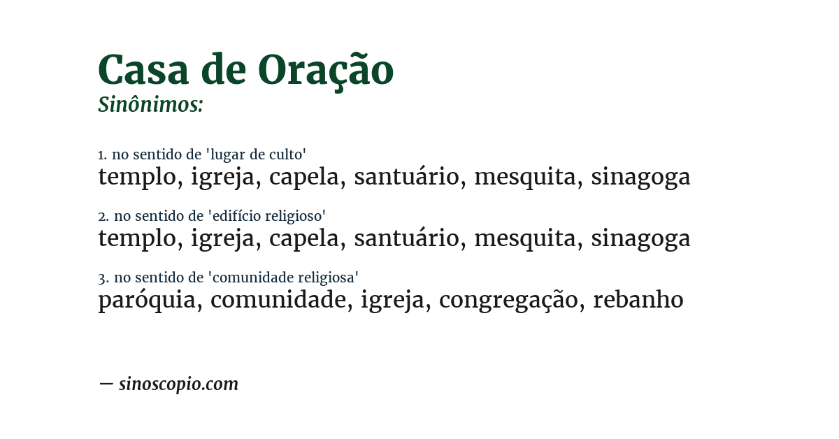 Sinônimo de casa de oração